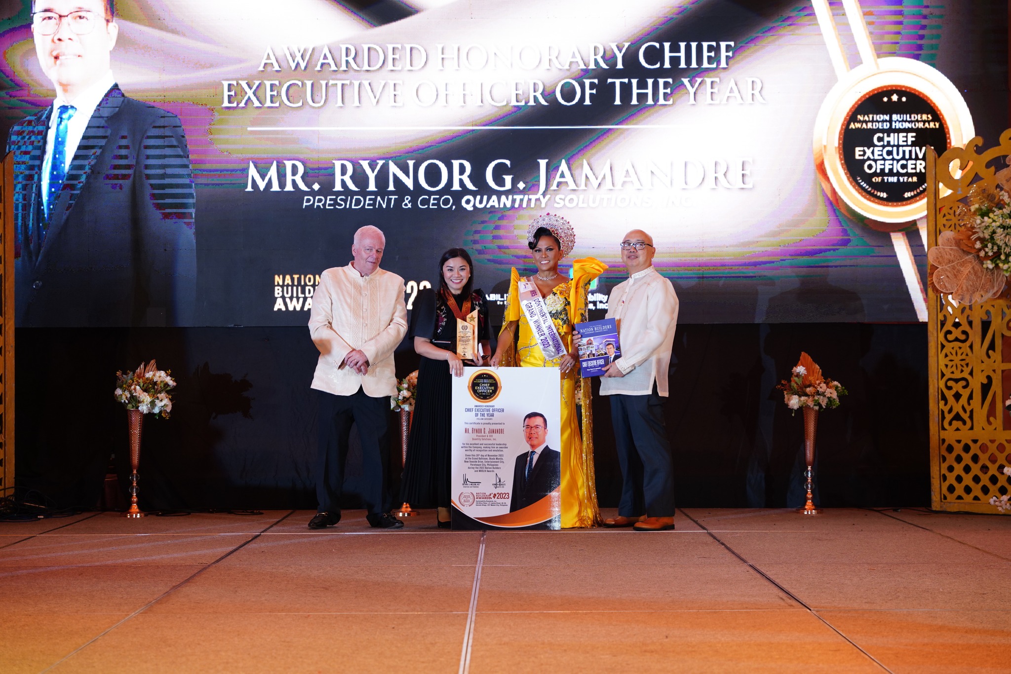 President and CEO, Engr. Rynor G. Jamandre, for being recognized as the Chief Executive Officer of the Year by Nation Builders and MOSLIV Awards