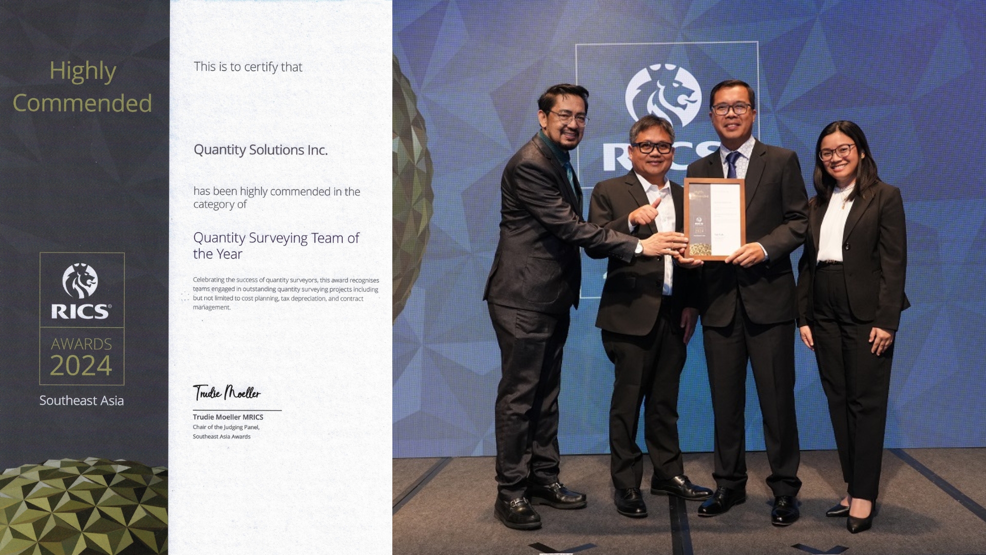 Highly Commended – Quantity Surveying Team of the Year 2024 RICS SouthEast Asia